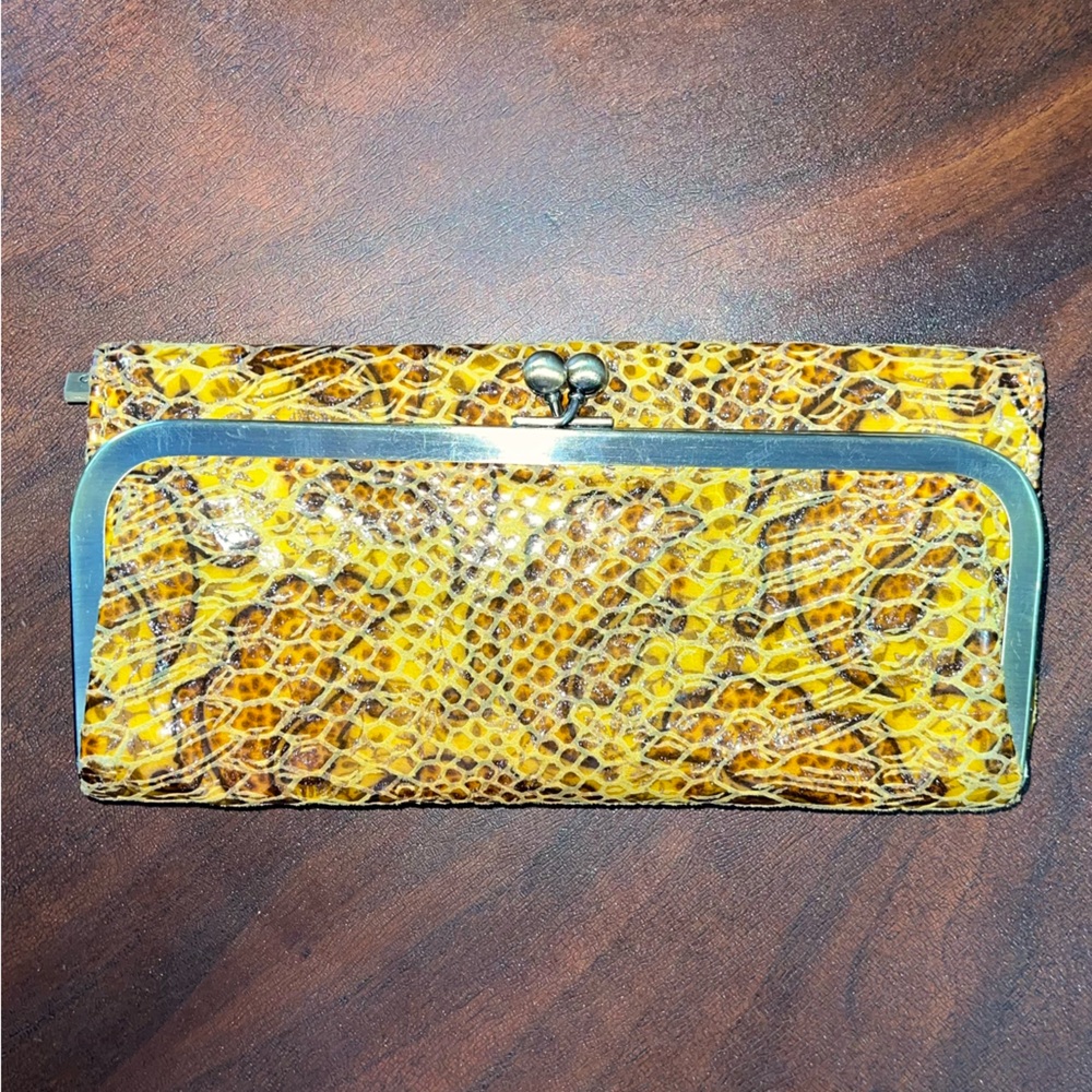HOBO Clutch, Women's Wallet, Snake Print, Leather, Trifold, Magnetic Closure